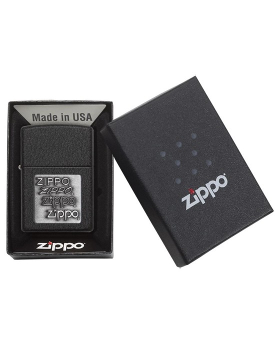 Black Crackle Silver Zippo Logo Windproof Lighter