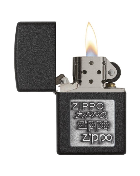 Black Crackle Silver Zippo Logo Windproof Lighter