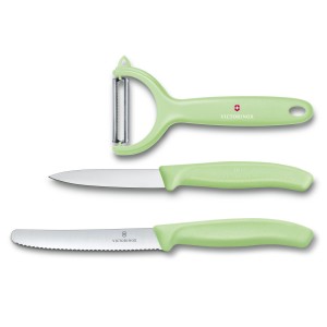 Swiss Classic Trend Colors Paring Knife Set with Tomato and Kiwi Peeler, 3 Pieces