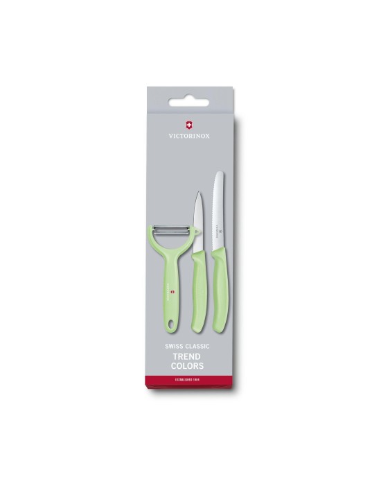 Swiss Classic Trend Colors Paring Knife Set with Tomato and Kiwi Peeler, 3 Pieces