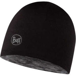 Buff Lightweight Merino Wool Reversible Beanie Hat Black