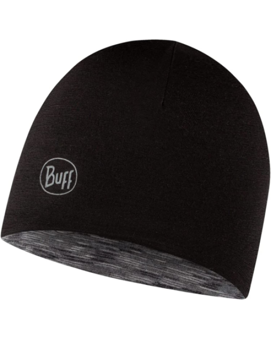 Buff Lightweight Merino Wool Reversible Beanie Hat Black