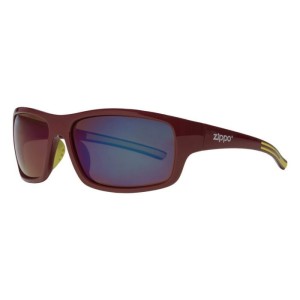OB31-03 Full Frame Wrap Sunglasses, Maroon & Green Polarized