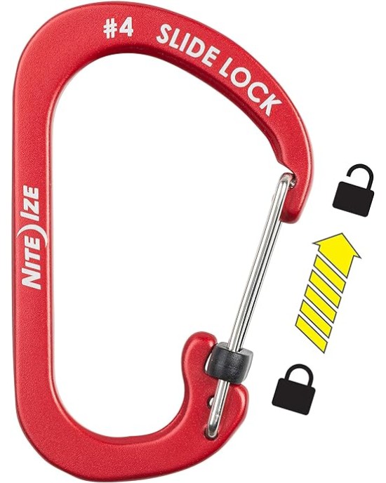 Nite Ize CSLA4-10-R6 SlideLock Carabiner, Size #4, Red