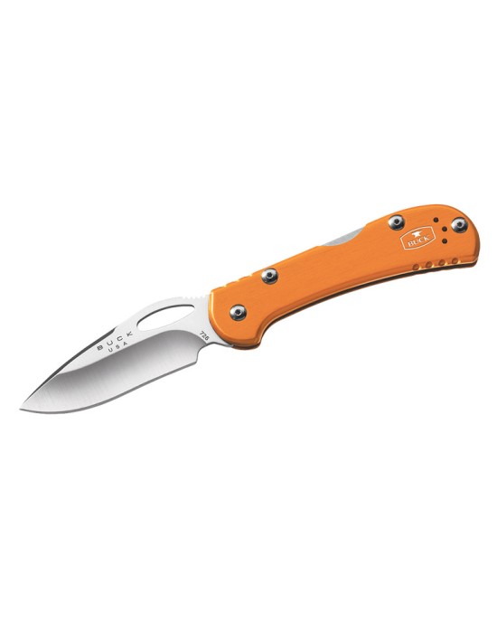 Drop point blade with orange handle