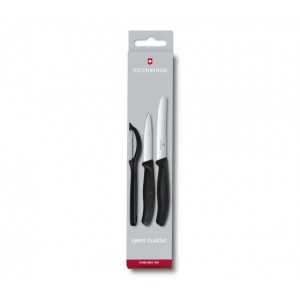 Swiss Classic Paring Knife Set with Peeler, 3 Pieces BLACK